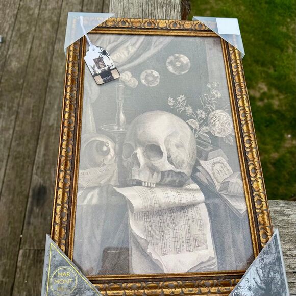 Marmont Hill Other - NEW Marmont Hill Halloween Glass Framed Gothic Floral Music Sheets Skull 18x12”